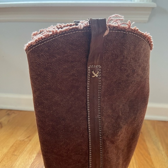 Sundance Catalog Brown Canvas & Leather Tall Riding Boots  Sundance Catalog Brown Canvas & Leather Tall Riding Boots Women\'s EU 38